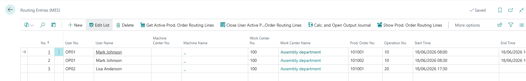 Routing Entries (MES)